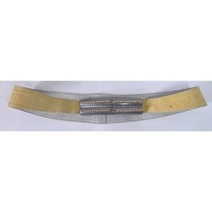 VTG 80s Retro Paris Yellow Croc Embossed Leather Belt Adj Buckle 34"  CALLOUTS